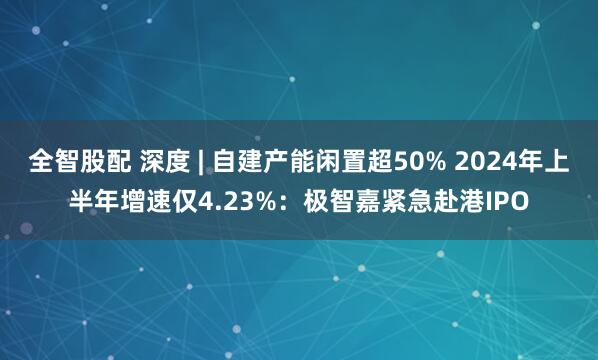 全智股配 深度 | 自建产能闲置超50% 2024年上半年增速仅4.23%：极智嘉紧急赴港IPO